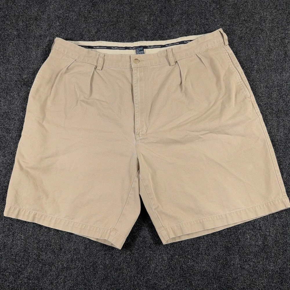 Polo Ralph Lauren Chino Shorts Pleated Cotton Twill 42 Khaki Tan Mens Casual